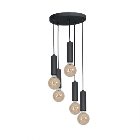 Lustre - Lustra Elmark Quinn, negru mat, 5XE27