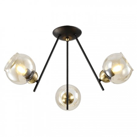 Lustre - Lustra Elmark Rick, negru mat, sticla ambra, 3XE27, D.61 cm, 955RICK3