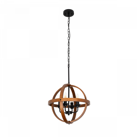 Lustre - Lustra Elmark Tino, negru mat, lemn, 4XE27, D.40 cm, 955TINO4