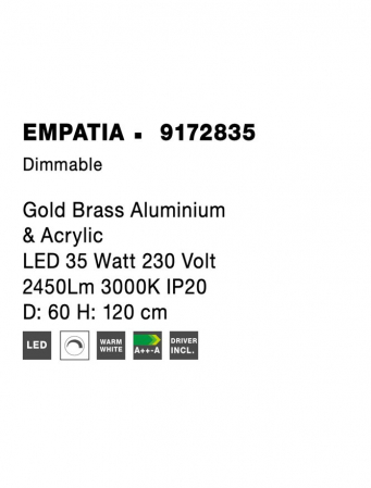 Lustra EMPATIA Nova Luce 9172835 LED 35 W , 2450 lm, 3000K IP20 Brass Gold [6]