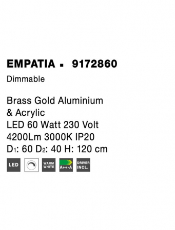 Lustra EMPATIA Nova Luce 9172860 LED 60 W , 4200 lm, 3000K IP20 Brass Gold [5]