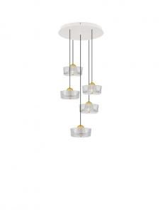 ILUMINAT - Lustra Nova Luce KEROS 9695280 Platinum Gold Aluminium & Structured Acrylic Sandy White Base LED 23W 1554lm 3000K IP20