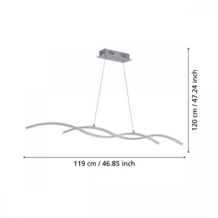 Lustră LASANA 2 96104, LED, 2X13W, 3000K, 1300 lm, IP20, oțel, aluminiu, crom, plastic, alb [2]
