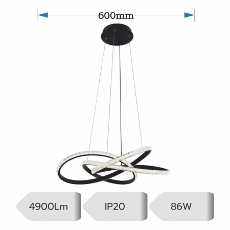 LUSTRA LED MIMA AJUSTABILA NEGRU 86W 4900LM 3000K 4000K 6500K [1]