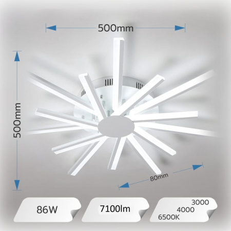 LUSTRA LED SUN 86W 3000K 4000K 6500K 7100 LM 500X500X80MM [1]