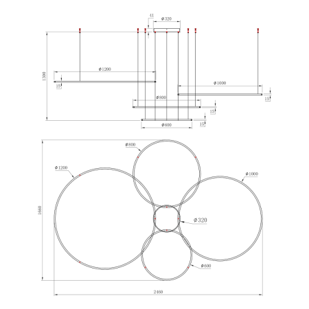 Lustra Milagro Saturno LED 120W 5400lm 4000K 230V Gold Metal & Plastic IP20 [4]