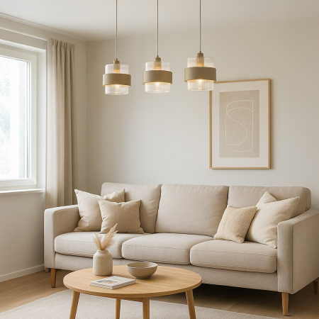 Lustra Milagro Valentino E27 3xE27 max 15   230V Beige Metal & Sticlă IP20 [1]