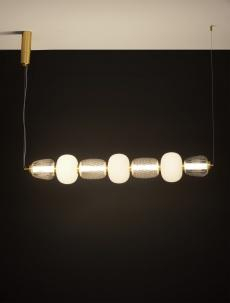 Lustre - Lustra Nova Luce MOVIL 9030539 Triac Dimmable Clear & Acid Opal Glass Glossy Gold Metal Base LED 42W 7029lm 3000K IP20