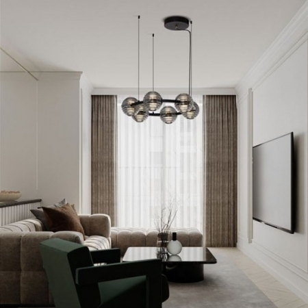 Lustra Nova Luce Afthonia, negru, LED, 60W, 6087 lumeni, alb cald 3000K, D.63 cm, 9009135 [1]