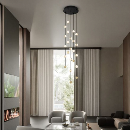 Candelabru Nova Luce Alcinoe, negru/auriu, LED, 64W, 4708 lumeni, alb cald 3000K, D.38 cm, 9511018 [1]