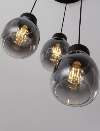 Lustra Nova Luce BLAKU 9009271 E27 3x12W    Gradient Smoke Glass & Black Metal   IP20 [7]