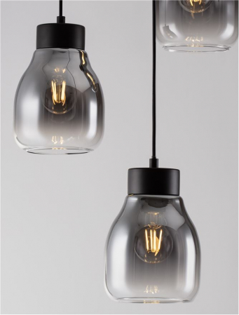 Lustra Nova Luce BLAKU 9009271 E27 3x12W    Gradient Smoke Glass & Black Metal   IP20 [5]