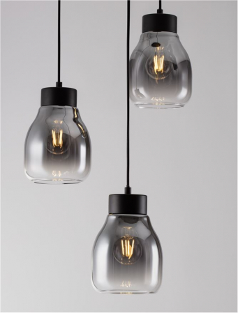 Lustra Nova Luce BLAKU 9009271 E27 3x12W    Gradient Smoke Glass & Black Metal   IP20 [4]