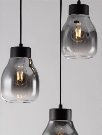 Lustra Nova Luce BLAKU 9009271 E27 3x12W    Gradient Smoke Glass & Black Metal   IP20 [6]