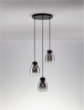 Lustra Nova Luce BLAKU 9009271 E27 3x12W    Gradient Smoke Glass & Black Metal   IP20 [3]