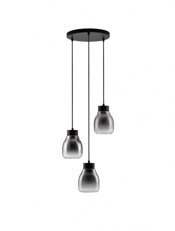 Lustra Nova Luce BLAKU 9009271 E27 3x12W    Gradient Smoke Glass & Black Metal   IP20 [1]