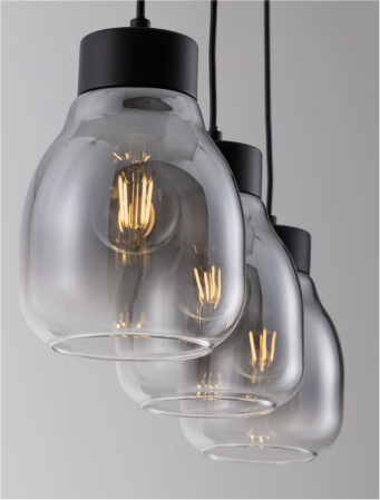 Lustra Nova Luce BLAKU 9009272 E27 3x12W    Gradient Smoke Glass & Black Metal   IP20 [4]