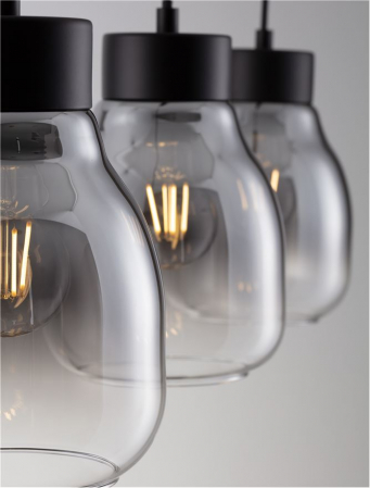 Lustra Nova Luce BLAKU 9009272 E27 3x12W    Gradient Smoke Glass & Black Metal   IP20 [5]