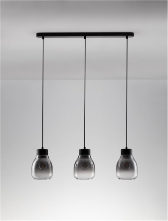 Lustra Nova Luce BLAKU 9009272 E27 3x12W    Gradient Smoke Glass & Black Metal   IP20 [2]