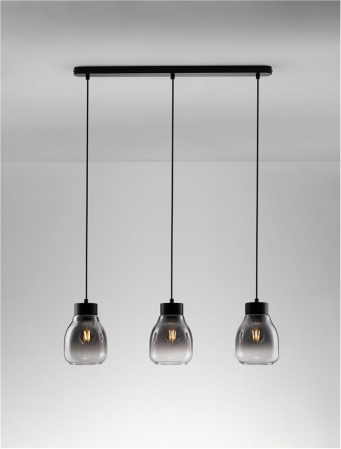 Lustra Nova Luce BLAKU 9009272 E27 3x12W    Gradient Smoke Glass & Black Metal   IP20 [3]