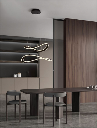 Lustre - Lustra Nova Luce CELESTIA 9030644 LED 87W 3000K 3141lm Sandy Black Aluminium & Acrylic  Triac Dimmable IP20