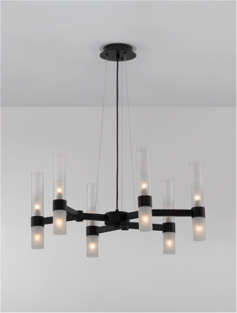 Lustra Nova Luce CENTURY G9 12x5W   Matt Black Metal Clear & Frost Glass IP20 [3]