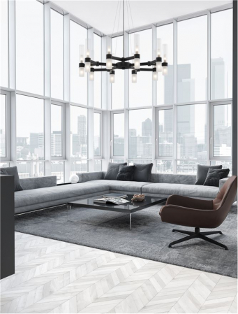 Lustra Nova Luce CENTURY G9 12x5W   Matt Black Metal Clear & Frost Glass IP20 [1]