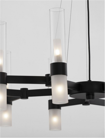 Lustra Nova Luce CENTURY G9 20X5W   Matt Black Metal Clear & Frost Glass IP20 [2]