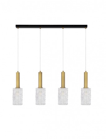 Lustra Nova Luce CERTA 9009275 E27 4x12W    Brass Gold & Black Metal Clear Structured Glass   IP20 [1]