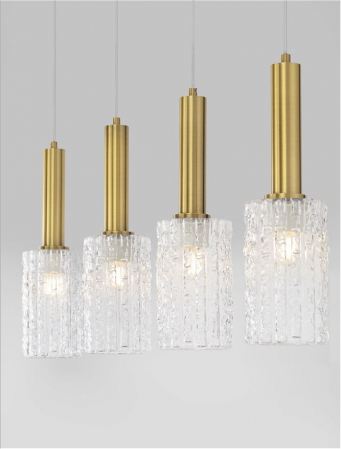 Lustra Nova Luce CERTA 9009275 E27 4x12W    Brass Gold & Black Metal Clear Structured Glass   IP20 [5]
