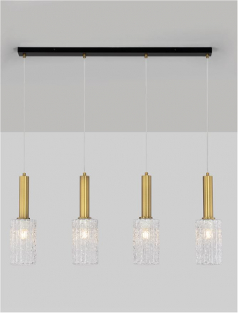 Lustra Nova Luce CERTA 9009275 E27 4x12W    Brass Gold & Black Metal Clear Structured Glass   IP20 [2]
