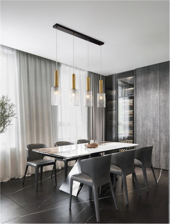 Lustre - Lustra Nova Luce CERTA 9009275 E27 4x12W    Brass Gold & Black Metal Clear Structured Glass   IP20