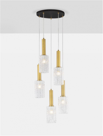 Lustra Nova Luce CERTA 9009276 E27 5x12W    Brass Gold & Black Metal Clear Structured Glass   IP20 [4]