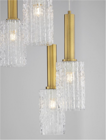 Lustra Nova Luce CERTA 9009276 E27 5x12W    Brass Gold & Black Metal Clear Structured Glass   IP20 [6]