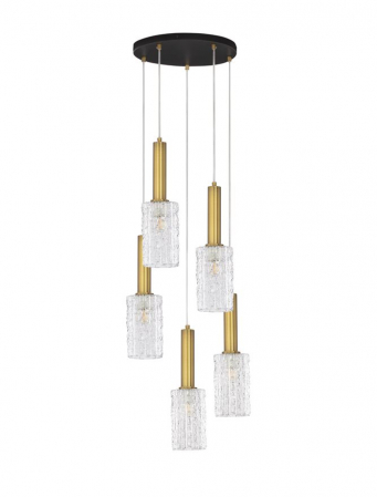 Lustra Nova Luce CERTA 9009276 E27 5x12W    Brass Gold & Black Metal Clear Structured Glass   IP20 [1]