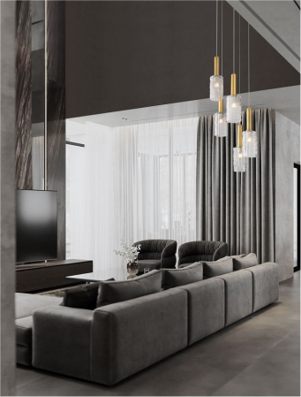 Lustra Nova Luce CERTA 9009276 E27 5x12W    Brass Gold & Black Metal Clear Structured Glass   IP20