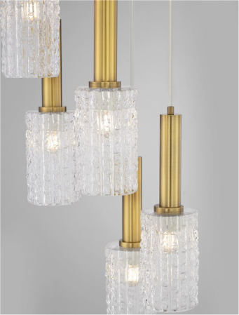 Lustra Nova Luce CERTA 9009276 E27 5x12W    Brass Gold & Black Metal Clear Structured Glass   IP20 [8]