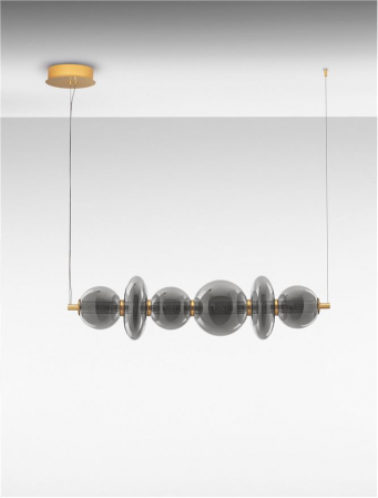 Lustra Nova Luce COEN 9186954 LED 29W 3000K 3472lm Brass Gold & smokey gray glass  Triac Dimmable IP20 [2]