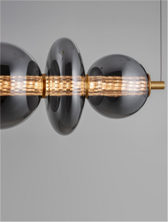 Lustra Nova Luce COEN 9186954 LED 29W 3000K 3472lm Brass Gold & smokey gray glass  Triac Dimmable IP20 [4]