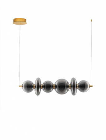 Lustre - Lustra Nova Luce COEN 9186954 LED 29W 3000K 3472lm Brass Gold & smokey gray glass  Triac Dimmable IP20