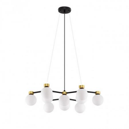 Moderne - Lustra Nova Luce OVALINO 9620161 Satin Gold & Matt Black Metal White Opal Glass G9 10x5W IP20