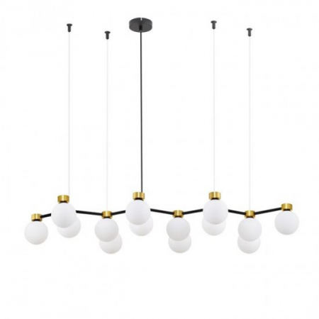 Moderne - Lustra Nova Luce OVALINO 9620163 Satin Gold & Matt Black Metal White Opal Glass G9 14x5W IP20