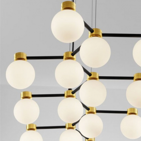 Lustra Nova Luce OVALINO 9620163 Satin Gold & Matt Black Metal White Opal Glass G9 14x5W IP20 [2]