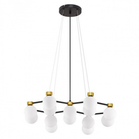 Moderne - Lustra Nova Luce OVALINO 9620162 Satin Gold & Matt Black Metal White Opal Glass G9 14x5W IP20