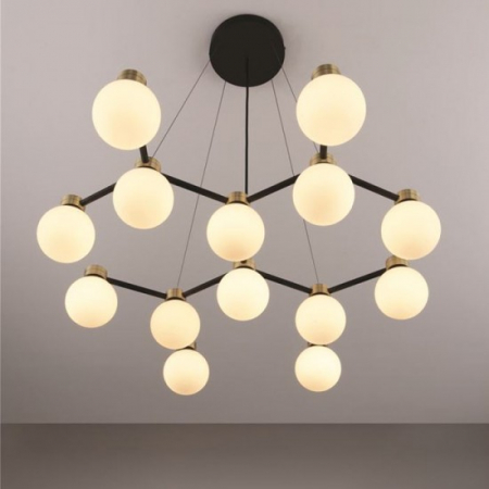 Lustra Nova Luce OVALINO 9620162 Satin Gold & Matt Black Metal White Opal Glass G9 14x5W IP20 [2]