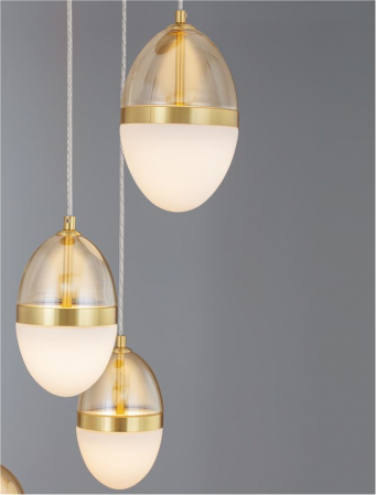 Lustra Nova Luce EGNA 9009280 LED 59W 3000K 6112lm Sandy Gold & Black Metal Cognac & Opal Glass   IP20 [4]