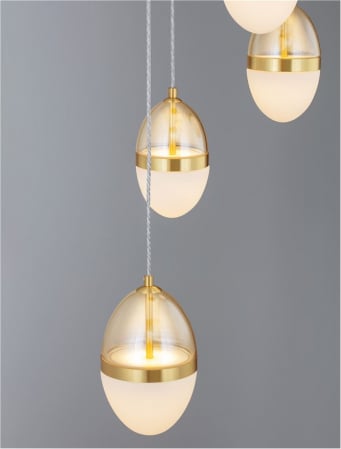 Lustra Nova Luce EGNA 9009280 LED 59W 3000K 6112lm Sandy Gold & Black Metal Cognac & Opal Glass   IP20 [5]