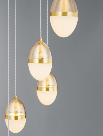 Lustra Nova Luce EGNA 9009280 LED 59W 3000K 6112lm Sandy Gold & Black Metal Cognac & Opal Glass   IP20 [6]