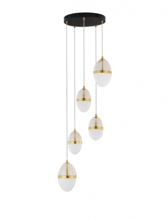 Lustra Nova Luce EGNA 9009280 LED 59W 3000K 6112lm Sandy Gold & Black Metal Cognac & Opal Glass   IP20 [1]