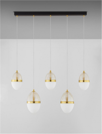 Lustra Nova Luce EGNA 9009281 LED 58W 3000K 5942lm Gold & Black Metal Cognac & Opal Glass   IP20 [2]